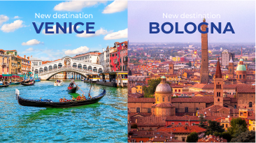 Venice, Bologna- FLYONE introduces new flights from Chisinau!